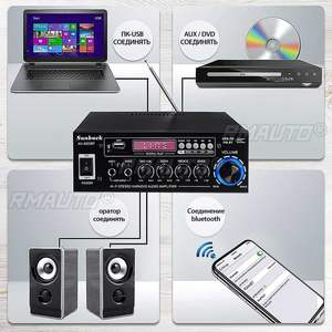 Amplificador de Potencia Blanco de 2000W, 2.0 Canales, para Cine en Casa, DC 12V 110V/220V, Compatible con EQ, FM, SD, USB, 2 Micrófonos, Bluetooth 5.0 - Product Image 5