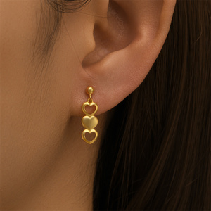 ROXI Pendientes Minimalistas de Plata de Ley 925 con Forma de Corazón Hueco - Product Image 3
