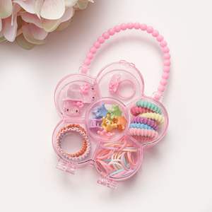 Set de Accesorios para el Cabello de Niñas: Lazos, Pinzas, Anillos, Gomas Elásticas con Diseño de Arcoíris y Flores - Product Image 4