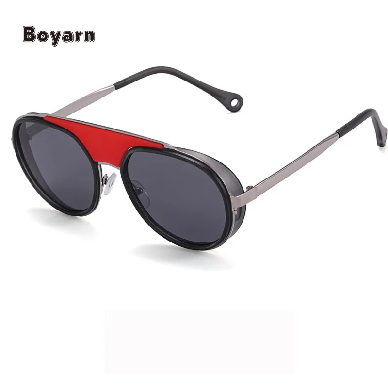 Boyarn Women Brand Design Your Own Luxury Men Glassesサマーラウンドメタルサングラスレトロ