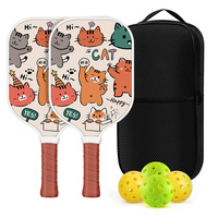 Raquette de pickleball pour enfants, motif dessin animé mignon, en bois de peuplier, épaisseur 11 mm, ensemble de raquettes de pickleball pour divertissement et sport parent-enfant
