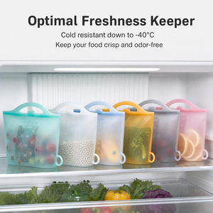 Stand up Silicone Storage <b>Bags</b> with Measurement Marks <b>Reusable</b> Pouch for <b>Freezer</b> Fridge Meal Prep Lunch Fruits Vegetables 2000ml - Product Image 4
