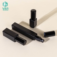 YAN Packaging Flacon de parfum en verre portable, vide, rectangulaire, à fond épais, noir mat, 3ml 5ml 10ml, avec pompe et impression sérigraphiée, au design élégant et attrayant