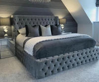 Lit de luxe avec plate-forme tuftée en diamant classique, cadre de lit pour ensemble de meubles de chambre à coucher, vente directe en usine