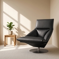 Fauteuil d'intérieur moderne en cuir pleine fleur souple et tissu chenille haut de gamme, idéal pour salon, chambre, hôtel et projets résidentiels (OEM/ODM)