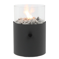 Lanterne à gaz de table en verre certifiée CE, avec galets décoratifs, mini foyer à gaz portable pour extérieur, camping-car, salon et usage domestique