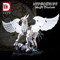Ensemble de blocs de construction DK Hippogriff, 698 pièces, ailes mobiles qui battent, modèle de cheval ailé blanc avec support, jouet DIY pour garçons