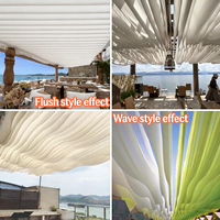LANJO Rideau de voile en mousseline de luxe pour plafond, décoration murale et plafond, style vague de mariage, forme goutte d'eau, décorations à effet de vent