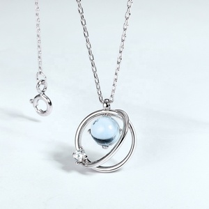 Oro Blanco joyería de dama de honor <span class=keywords><strong>el</strong></span> karma círculo S925 de plata esterlina Topacio collar de piedras preciosas - Product Image 2