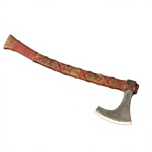 Hache en acier de Damas avec tête en acier au carbone, hache large de qualité industrielle, manche en bois, hache de menuiserie en acier de Damas à vendre - Product Image 2