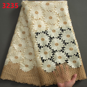 ผ้าลูกไม้ถัก,ผ้าลูกไม้ไนจีเรียสำหรับเย็บชุดแต่งงาน3235น่ารัก <span class=keywords><strong>Pomona</strong></span> สีเขียว Afrian Guipure - Product Image 2