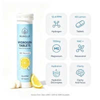 Comprimés d'eau hydrogénée au citron 12,4 PPM avec magnésium, NAC, resvératrol, électrolytes, antioxydants, supplément d'hydratation, 40 unités