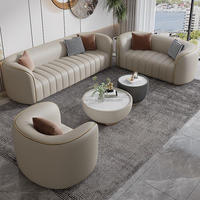 Ensemble de Canapés Modulables de Luxe Nordique pour Salon, en Cuir PU, 3 Places, 1+2+3, Confortable
