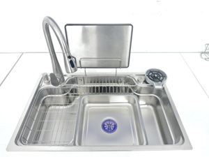 Fregadero <span class=keywords><strong>de</strong></span> <span class=keywords><strong>Cocina</strong></span> Multifuncional <span class=keywords><strong>de</strong></span> Acero Inoxidable 304, 78x48cm, Cuatro Tazones Individuales, Diseño Moderno, <span class=keywords><strong>de</strong></span> una Pieza, Extensible, 5 Años <span class=keywords><strong>de</strong></span> Garantía - Product Image 3