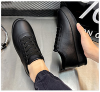 Chaussures de Skateboard de Gros Noires Décontractées Légères pour Hommes Baskets Étudiantes en Cuir PU Chaussures de Sport