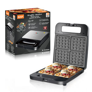 Le petit déjeuner fait 4 gaufres moelleuses avec plaques de fer à gaufres antiadhésives Four Square Belgian Gaufrier - Product Image 3