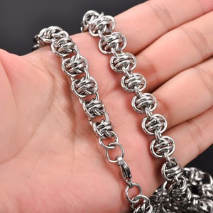 Collier lourd punk en acier inoxydable avec chaîne à maillons épais et nœuds, fait main, style gourmette, pour homme - Product Image 6