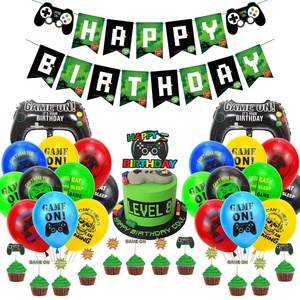 Décoration murale pour fête d'<span class=keywords><strong>anniversaire</strong></span> de garçons : Thème Jeu Vidéo Nicro – Décoration de gâteau, ballons et guirlande en papier - Product Image 1