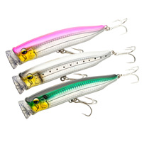 Leurre artificiel dur de surface Topwater Popper pour pêche en mer profonde, grandes vagues, pêche en bateau, traîne, surfcasting, 61g 15cm avec grelots