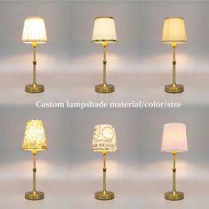 Lampada da Tavolo Ricaricabile Senza Fili con <span class=keywords><strong>Paralume</strong></span> in Tessuto Personalizzato e Base in Metallo Retrò, Stile Americano - Product Image 1