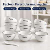 Bol à soupe et petit-déjeuner en céramique moderne et simple de 5,5 pouces, personnalisable avec logo OEM, écologique, résistant à la chaleur, glaçure craquelée, nouveau modèle en porcelaine fine