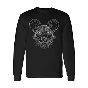 <b>Line</b> Art African Wild <b>Dog</b> <b>Long</b> Sleeve T-Shirt - Product Image 2