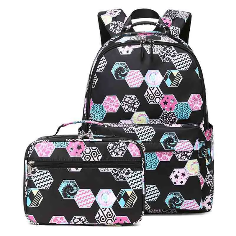 Новый модный и крутой рюкзак большой вместимости контрастных цветов школьный Студент Колледжа Сумка для студентов с геометрическим принтом
