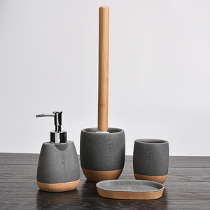 <span class=keywords><strong>Porte</strong></span>-<span class=keywords><strong>savon</strong></span> ovale à effet <span class=keywords><strong>béton</strong></span> gris et peint à la main en résine de Grain de bois - Product Image 3