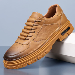 Chaussures décontractées en cuir pour hommes, bout rond, semelle souple, à lacets, style automne, mode business, semelle intermédiaire en EVA, semelle extérieure en caoutchouc - Product Image 2