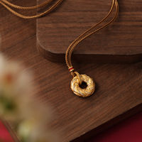 Collier pendentif rond tressé doré TANGPEI pour femme, en métal plaqué or avec strass, bijoux de mode