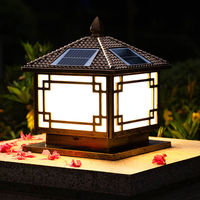Lampe solaire LED pour poteau, étanche IP65, en aluminium, avec commande sans fil, à intensité variable, style chinois, pour jardins, paysages, parcs