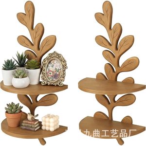 Wooden Leaf Shaped Wall <b>Shelf</b> 3 Tier Multipurpose Storage Rack For Living Room Decor - Product Image 5