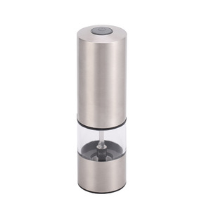 Moulin à poivre et à sel électrique en acier inoxydable, forme cylindrique avec récipient transparent pour usage en cuisine - Product Image 1