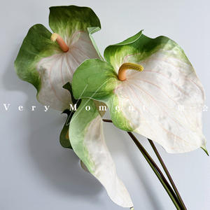 Y-H007 fiori Anthurium singolo ramo moderno gigante verde artificiale decorazione di nozze all'ingrosso fiori e piante - Product Image 5