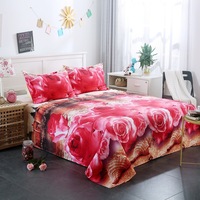 Parure de draps de style européen et américain, imprimée en 3D avec une grande rose rouge, imperméable, 100% polyester, antistatique, 400TC