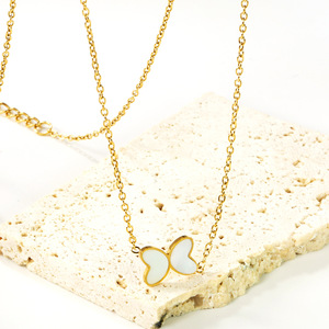 Collier pendentif papillon en acier inoxydable pour femme, chaîne minimaliste pour clavicule, bijou accessoire de mode - Product Image 4