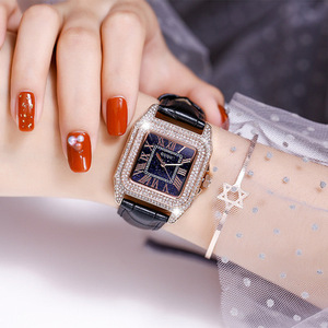 Nouveau GUOU 8215 dames montres <span class=keywords><strong>montre</strong></span> <span class=keywords><strong>en</strong></span> <span class=keywords><strong>or</strong></span> Rose cristal cuir horloge femmes diamant montres - Product Image 3