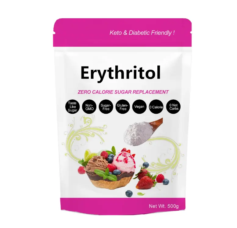 Fornecer Adoçante Em Pó Natural 1KG Embalagem Não-GMO Eritritol em pó, eritritol + stevia, eritritol + monge fruta