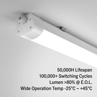 Luminaire LED Tri-Proof IP67 IK10 1,5m 5ft 60W SMD2835 jusqu'à 140lm/W, moitié aluminium, moitié PC, connectable, éclairage pour entrepôt et garage