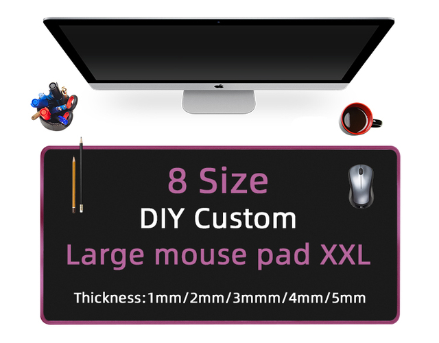 XXL White Anime Rubber Print XXL Computer Mousepad Customizable Sublimation Large Gaming Mouse Mat Stock Cartoon 800*400*3mm