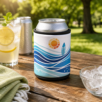 Porte-canettes auto-roulant en néoprène isolé pour canettes de bière de 330 ml et 500 ml, idéal pour pique-niques en extérieur et fêtes estivales