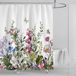 Fabricant professionnel rideau de douche imperméable en polyester imprimé personnalisé et personnalisé pour salle de bain