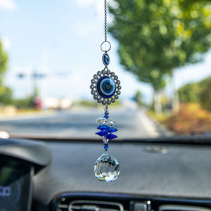 Grand D-Evil Eye Suncatcher boule de cristal carillon éolien bleu oeil papillon attrape-soleil pour la maison décoration murale voiture suspendue - Product Image 4