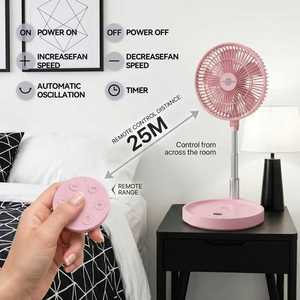 Ventilador <span class=keywords><strong>de</strong></span> Camping Eléctrico Recargable y Plegable con Control Remoto, Luces LED y Motor sin Escobillas - Ideal para Uso en Exteriores y Hoteles - Product Image 4