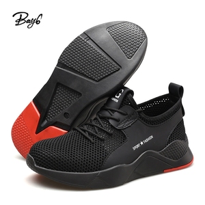 Chaussures de sécurité athlétiques décontractées pour femmes, respirantes, en maille Flyknit, avec embout en acier, pour toutes les saisons - Stock économique pour hommes - Product Image 1