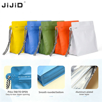 Sac à fermeture éclair personnalisé JIJID, plusieurs tailles et couleurs, pochette à fond plat avec cordon de serrage, réutilisable, en aluminium pour grains de café