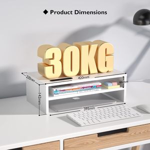 Étagère de rangement à 2 niveaux en bambou, support pour <span class=keywords><strong>ordinateur</strong></span> <span class=keywords><strong>portable</strong></span>, 3 hauteurs réglables, rehausseur d'écran d'<span class=keywords><strong>ordinateur</strong></span> <span class=keywords><strong>portable</strong></span>, support d'<span class=keywords><strong>imprimante</strong></span> pour <span class=keywords><strong>bureau</strong></span> à domicile - Product Image 4
