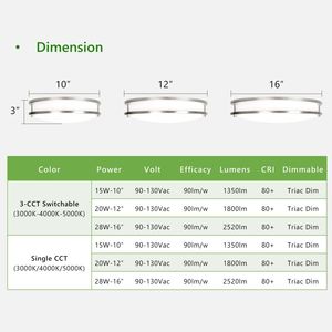 ไฟเพดาน <span class=keywords><strong>LED</strong></span> แบบฟลัชติดเพดานสำหรับห้องนั่งเล่นสีนิกเกิลขัดเงาหรี่แสงได้3-CCT 90-130V Triac 20W 13นิ้ว - Product Image 6