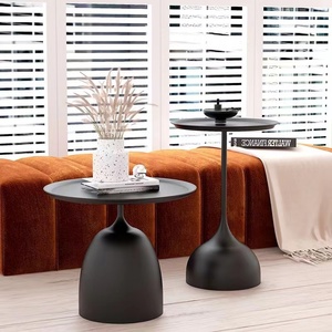 SWT 모던 노르딕 미니멀 원형 블랙 철제 트레이 사이드 테이블 - Product Image 5