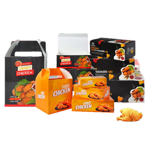 Vente en gros de papier personnalisé poignée de boîte d'emballage de restauration rapide papier à emporter de qualité alimentaire de poulet frit pour poulet autres articles de <span class=keywords><strong>menu</strong></span> - Product Image 4